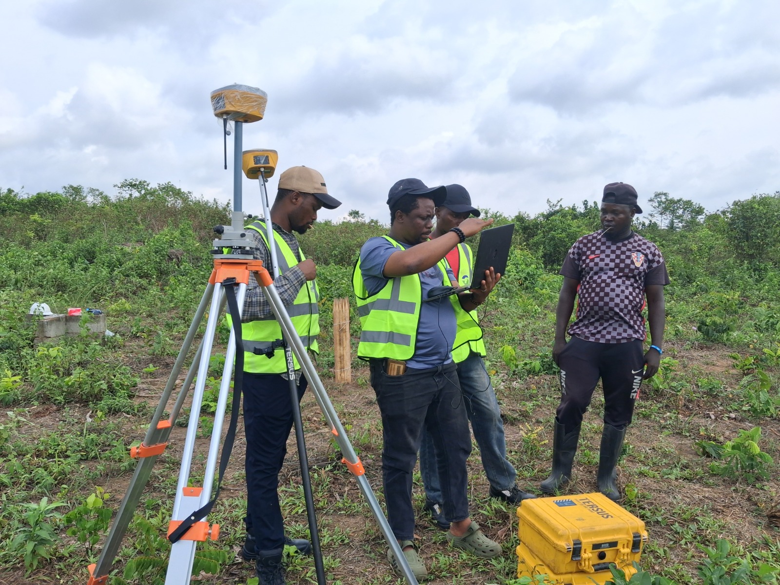 Firstline Geospatial Services survey crew conducting precision field operations in Lagos